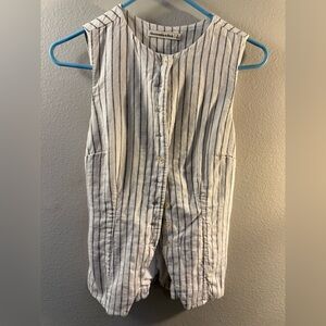 Abercrombie & Fitch White and Blue Striped Sleeveless vest